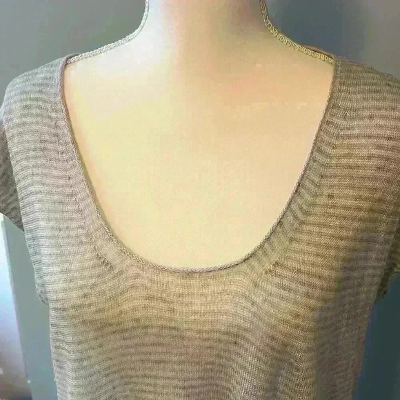 Eileen Fisher sheer linen gray stripped tunic size L - Picture 3 of 8
